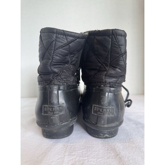 SPERRY Saltwater Nylon Quilted Duck Boot Black Quilted Rain Boots size 9 - Picture 5 of 5